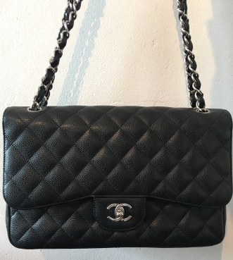 black chanel with silver hardware